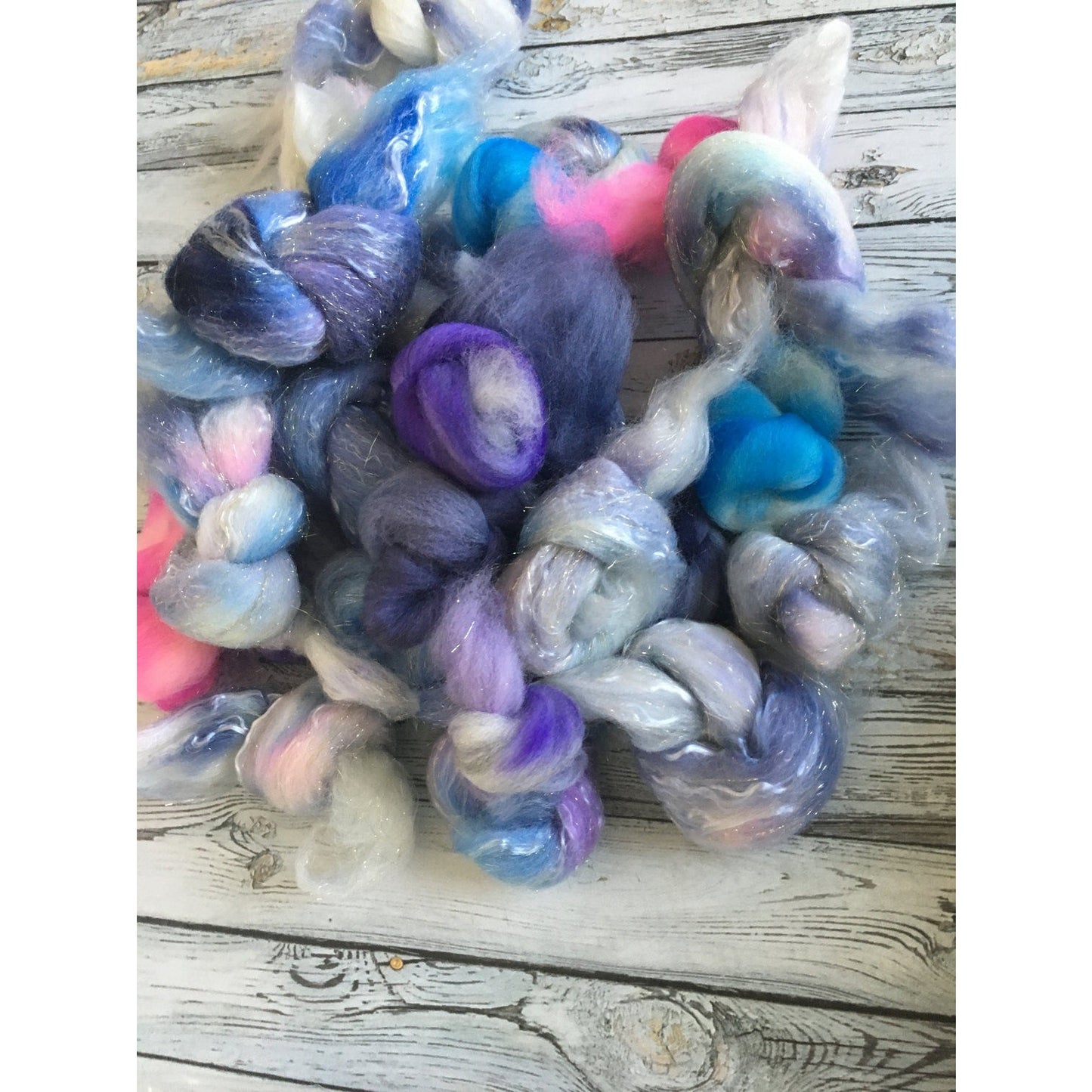 Fleece's Pieces | Spinning Fibre | Space Jam | 3.5 oz Rambouillet/Tencel/Sparkle