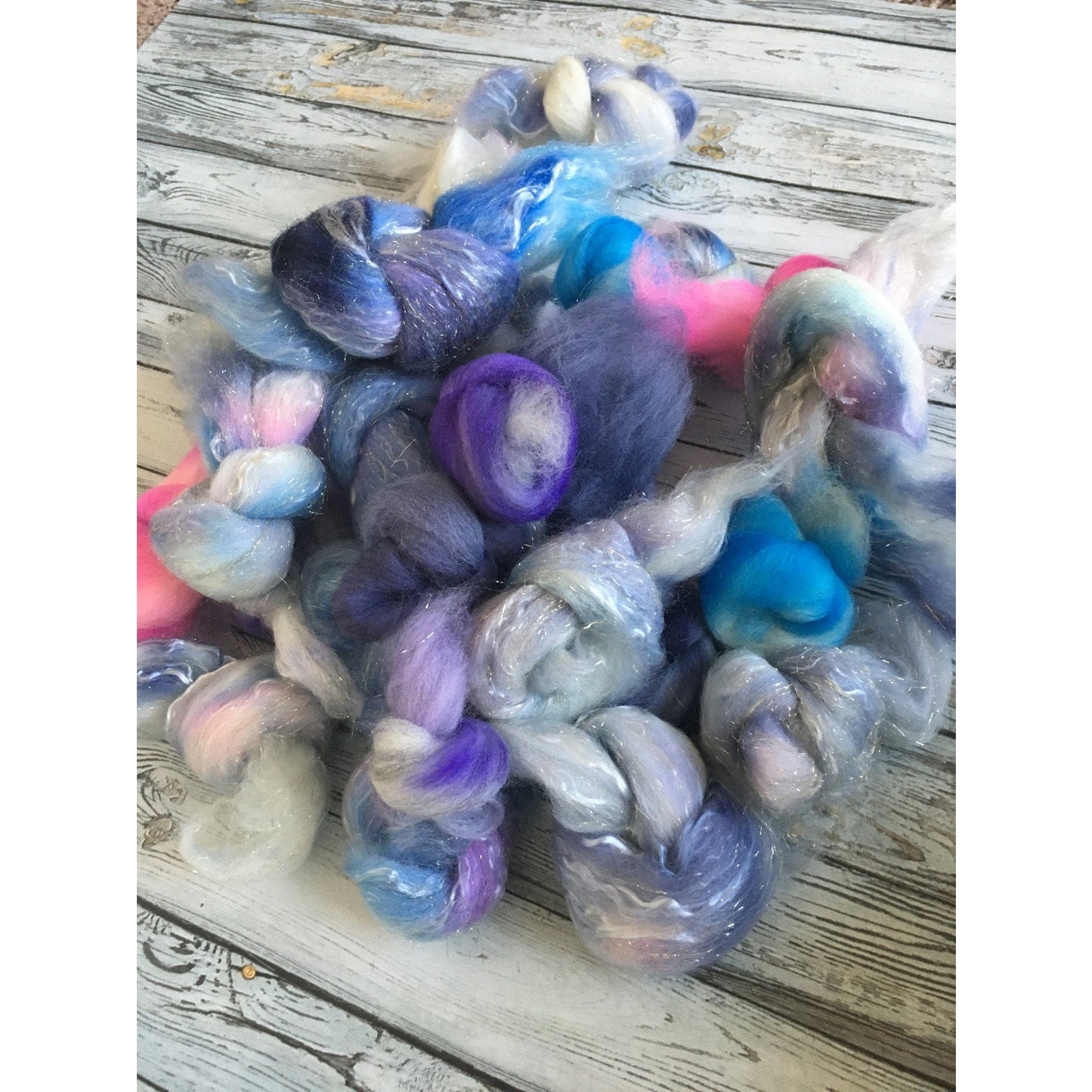 Fleece's Pieces | Spinning Fibre | Space Jam | 3.5 oz Rambouillet/Tencel/Sparkle