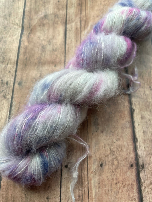 Lady Grey - Fluff - Hand Dyed Lace Suri Alpaca Yarn