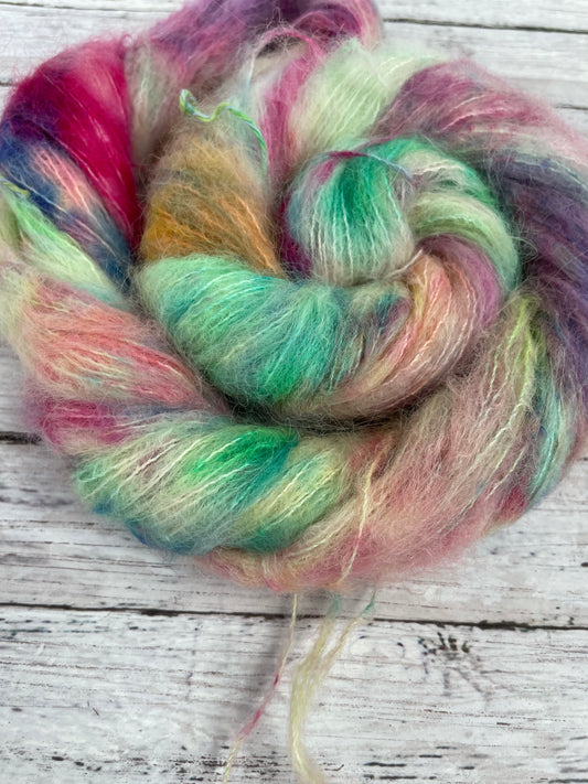 Don't Stop Believing - Fluff - Hand Dyed Lace Suri Alpaca Yarn