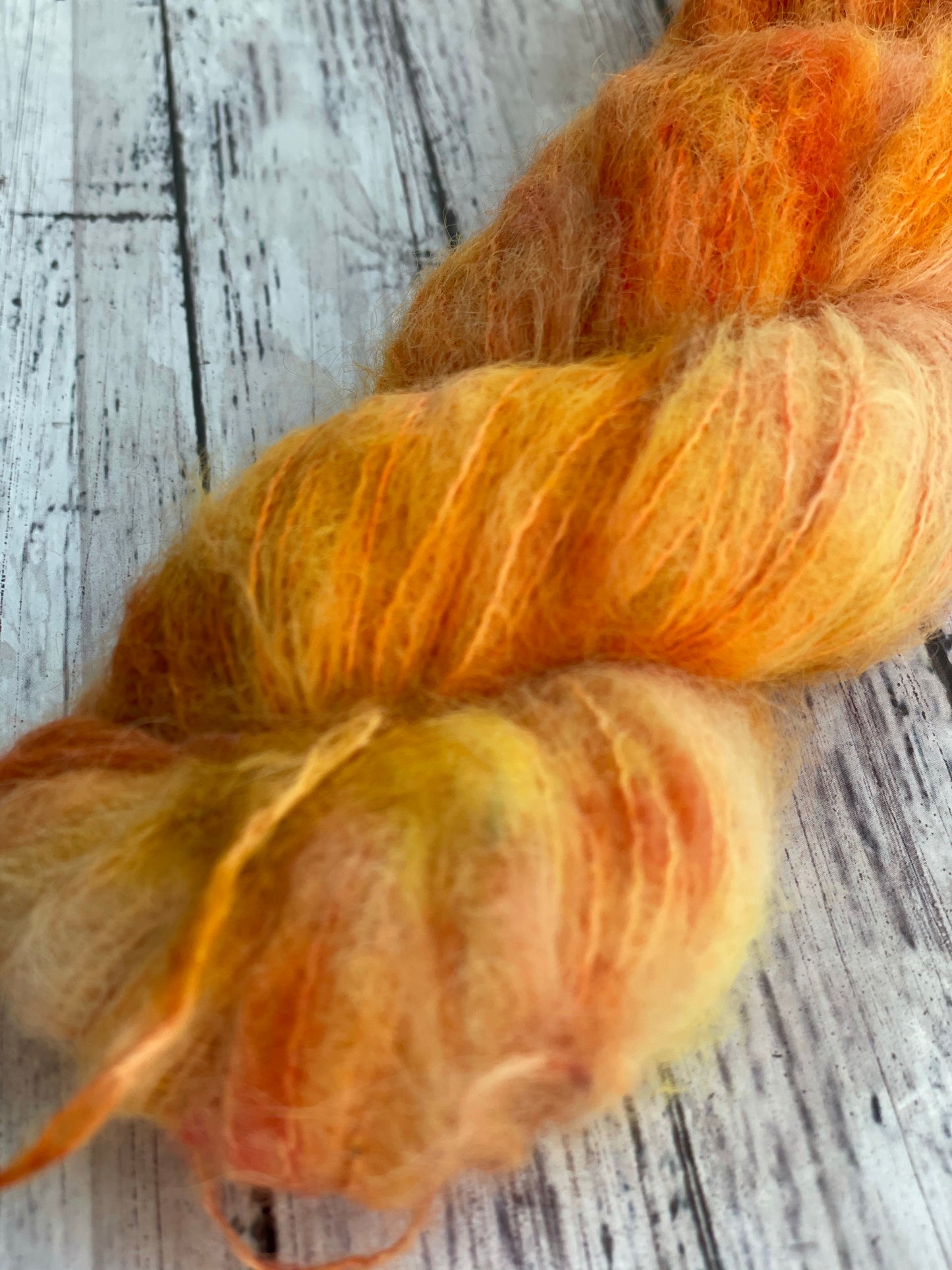 Tiger Lily - Fluff - Hand Dyed Lace Suri Alpaca Yarn