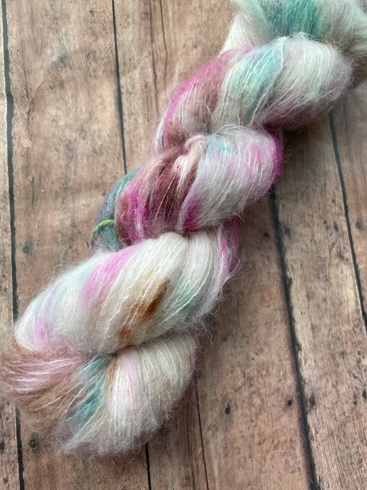 Trifle - Fluff - Hand Dyed Lace Suri Alpaca Yarn