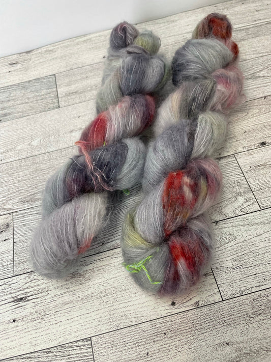 Who Killed Tim - Fluff - Hand Dyed Lace Suri Alpaca Yarn