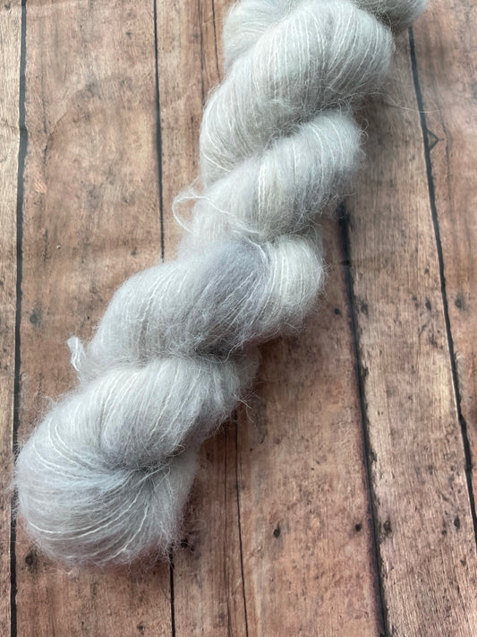 Silver Lining - Fluff - Hand Dyed Lace Suri Alpaca Yarn