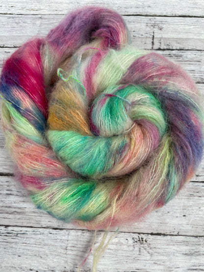 Don't Stop Believing - Fluff - Hand Dyed Lace Suri Alpaca Yarn