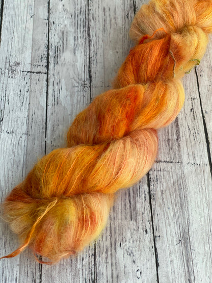 Tiger Lily - Fluff - Hand Dyed Lace Suri Alpaca Yarn
