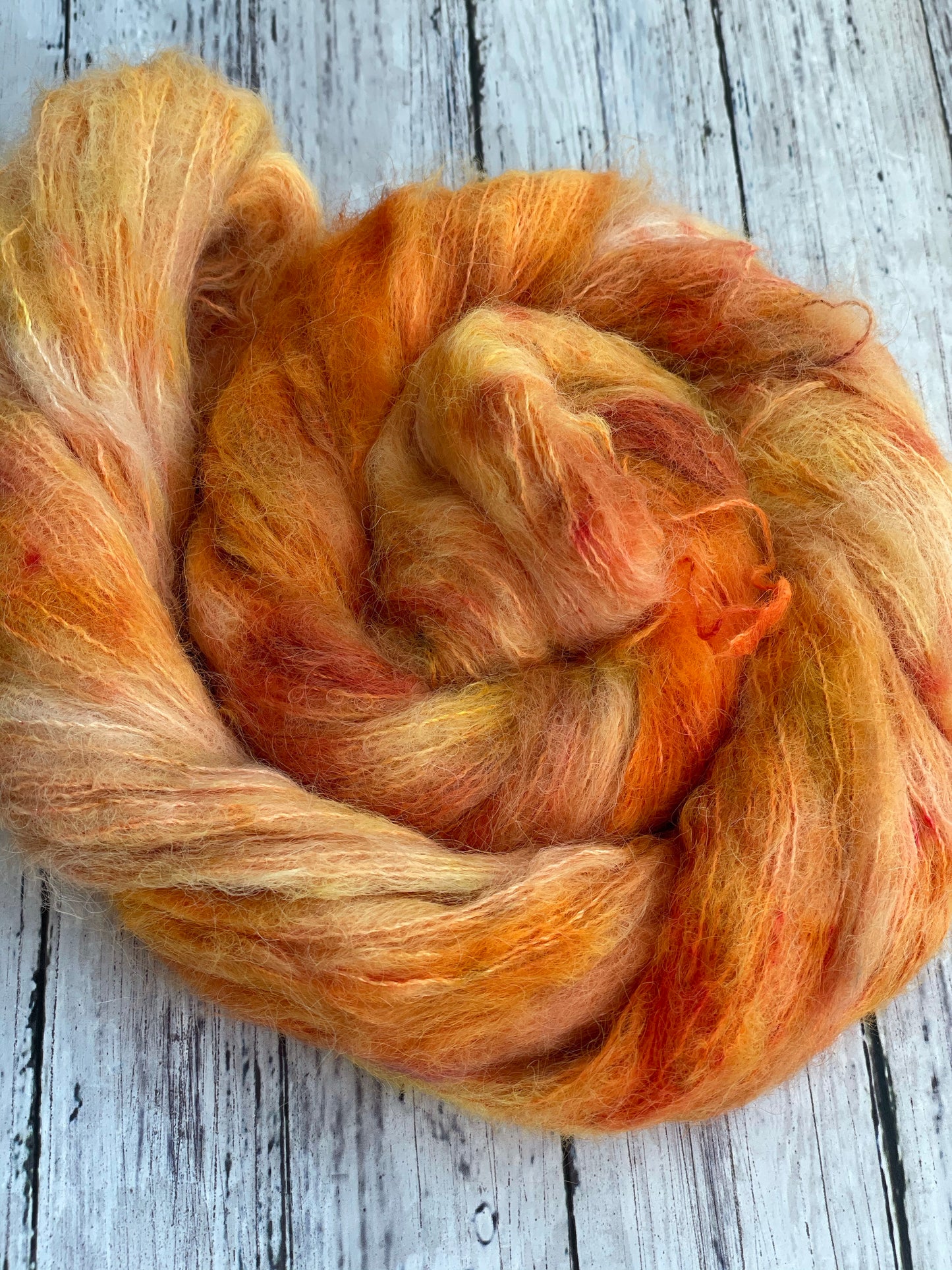Tiger Lily - Fluff - Hand Dyed Lace Suri Alpaca Yarn