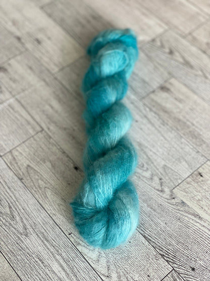 Lagoon - Fluff - Hand Dyed Lace Suri Alpaca Yarn