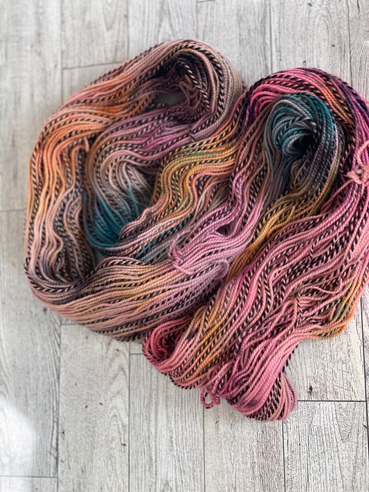 Tahitian Sunset - Twisted 2 ply - Hand Dyed Sock Yarn