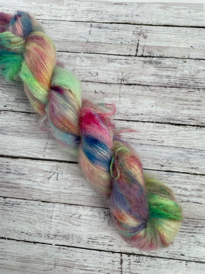 Don't Stop Believing - Fluff - Hand Dyed Lace Suri Alpaca Yarn
